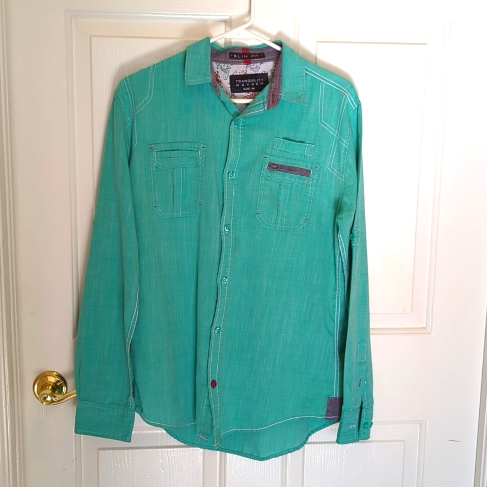 Tranquility Mayhem size Medium Slim fit Men's long sleeve light weight shirt